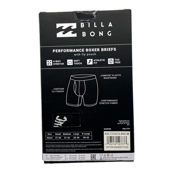 Billabong Men's Performance Boxer Briefs With Fly Pouch - Picture 3 of 4